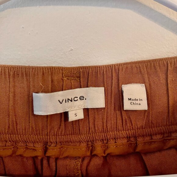 Vince Cropped Brown Linen Blend Pants Sz S - Picture 2 of 3